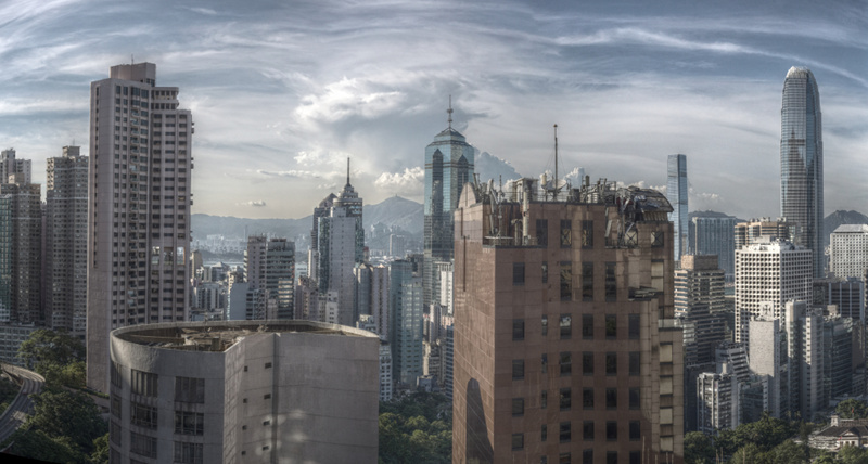 Cityscape From Hong Kong Island Mid Levels, North Across Harbor